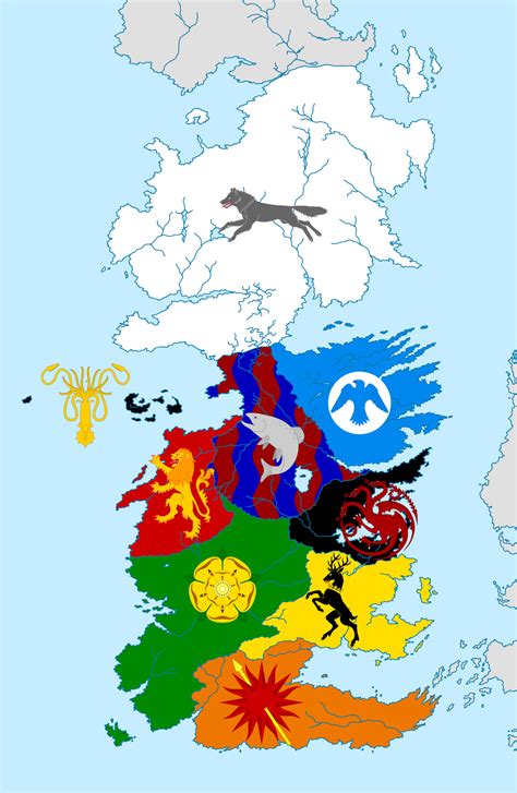 The Map of the Seven Kingdoms from Game of Thrones